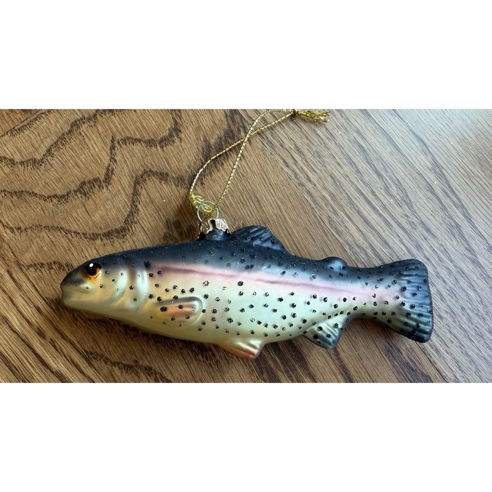 SCF Blown Glass Rainbow Trout Fishing Fish Christmas Tree Ornament - 4.5" Inch